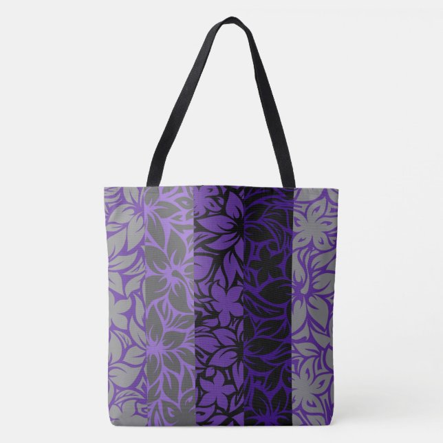 Moloaa Bay Hawaiian Hibiscus Striped Beach Bag (Front)