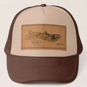 Molokai, 1897, Vintage Hawaii Map Trucker Hat