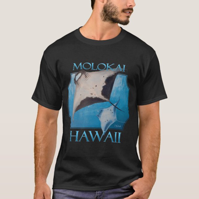 Molokai Hawaii Manta Rays Sea Rays Ocean T-Shirt (Front)