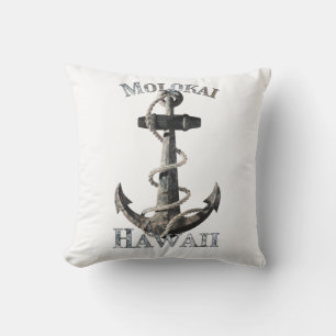 Molokai Hawaii Vacation Nautical Anchor Sailing Cushion