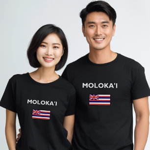Molokai USA Hawaiian Flag Dark Colour T-Shirt