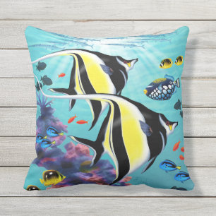 Molokini Cove Hawaiian Angel Fish Reversible Cushion