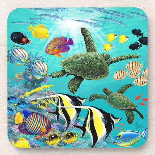 Molokini Cove Hawaiian Tropical Fish Sea Turtle Coaster