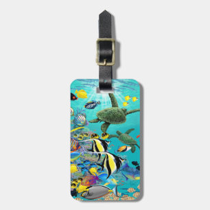 Molokini Cove Hawaiian Tropical Fish Sea Turtle Luggage Tag