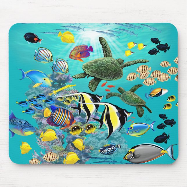 Molokini Cove Hawaiian Tropical Fish Sea Turtle Mouse Pad (Front)