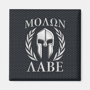 Molon Labe Chrome Like Spartan Helmet on Grille Magnet