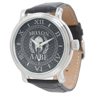 Molon Labe Chrome Like Spartan Mask Dial Grille Watch