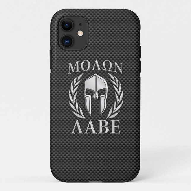 Molon Labe Chrome Style Spartan Armour Carbon Case-Mate iPhone Case (Back)