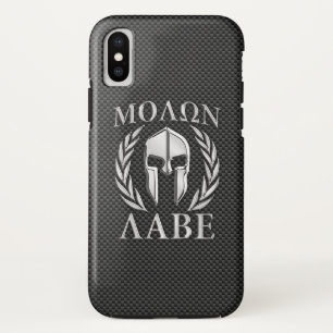Molon Labe Chrome Style Spartan Armour Carbon Fibr iPhone XS Case