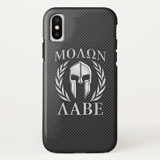Molon Labe Chrome Style Spartan Armour Carbon Fibr Case-Mate iPhone Case (Back)