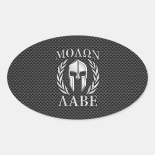 Molon Labe Chrome Style Spartan Armour Carbon Fibr Oval Sticker