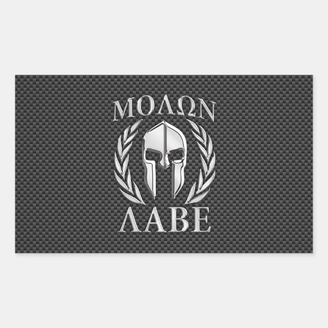 Molon Labe Chrome Style Spartan Armour Carbon Fibr Rectangular Sticker (Front)