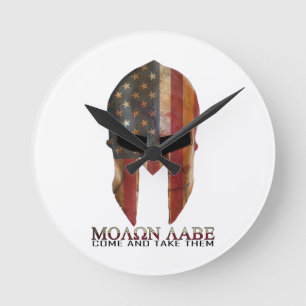 Molon Labe - Come and Take Them USA Spartan Round Clock