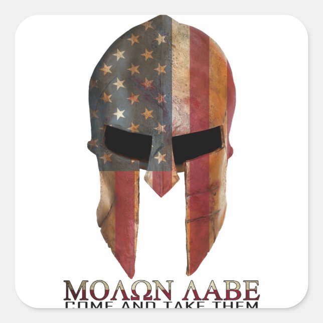 Molon Labe - Come and Take Them USA Spartan Square Sticker (Front)