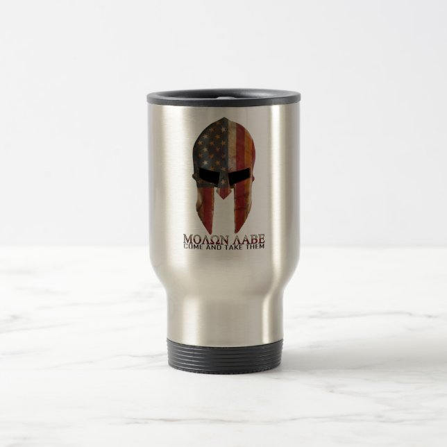 Molon Labe - Come and Take Them USA Spartan Travel Mug (Center)