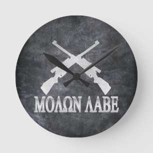 Molon Labe Crossed Rifles 2nd Amendment Round Clock