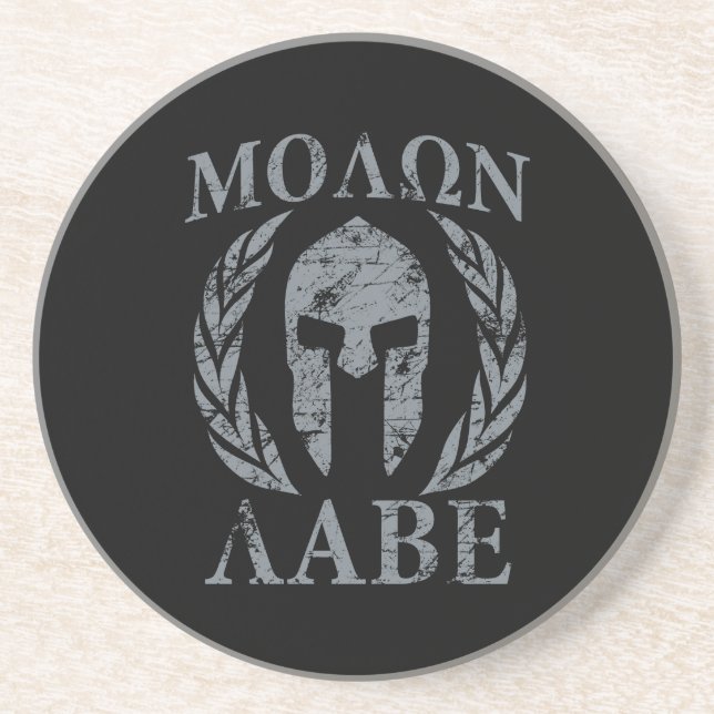 Molon Labe Grunge Spartan Armour Coaster (Front)