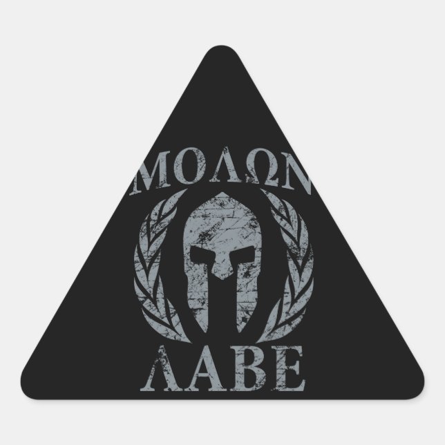 Molon Labe Grunge Spartan Armour Triangle Sticker (Front)