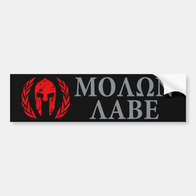 Molon Labe Grunge Spartan Helmet Bumper Sticker (Front)