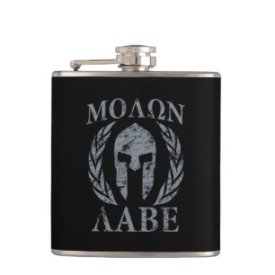Molon Labe Grunge Spartan Mask Hip Flask