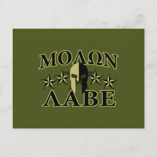 Molon Labe Spartan 5 stars Olive Green Postcard