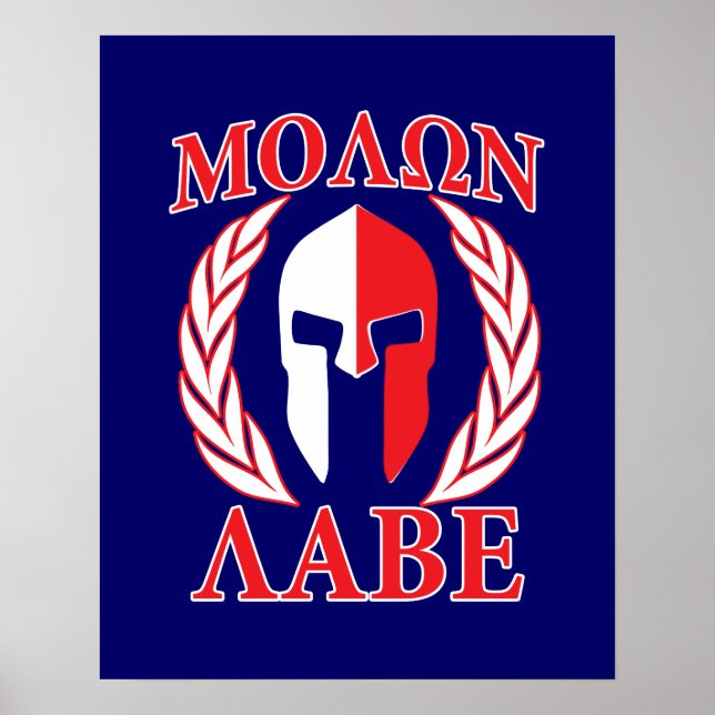 Molon Labe Spartan Armour Laurels Navy Blue Poster (Front)