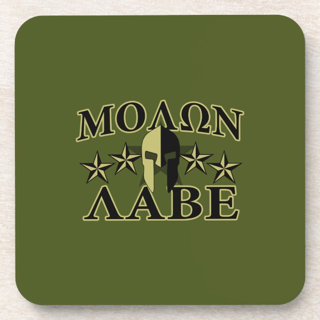 Molon Labe Spartan Helmet 5 stars Coaster (Front)