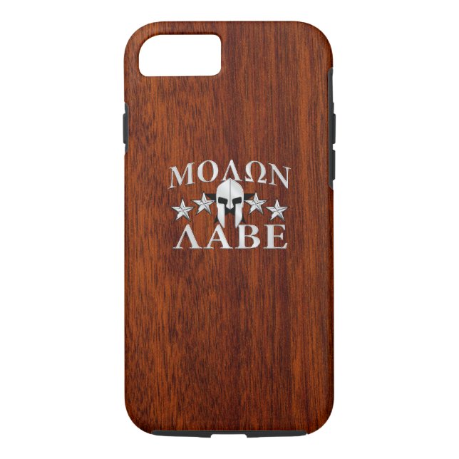 Molon Labe Spartan Helmet 5 stars Mahogany Style Case-Mate iPhone Case (Back)