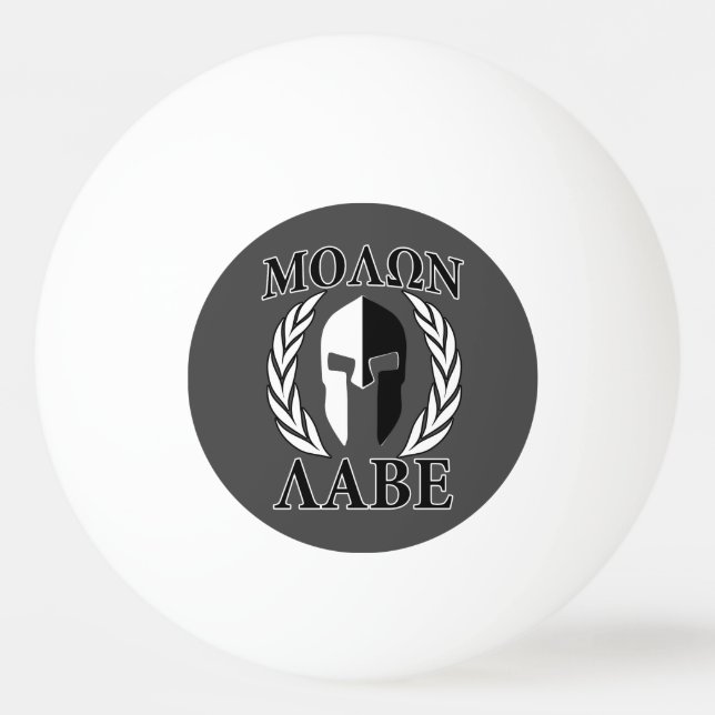 Molon Labe Spartan Helmet Laurels Black Ping Pong Ball (Front)