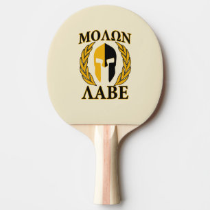Molon Labe Spartan Helmet Laurels Black Ping Pong Paddle