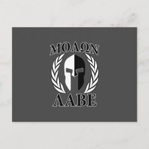 Molon Labe Spartan Helmet Laurels Charcoal Postcard