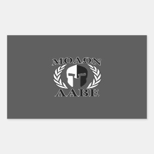 Molon Labe Spartan Helmet Laurels Charcoal Rectangular Sticker