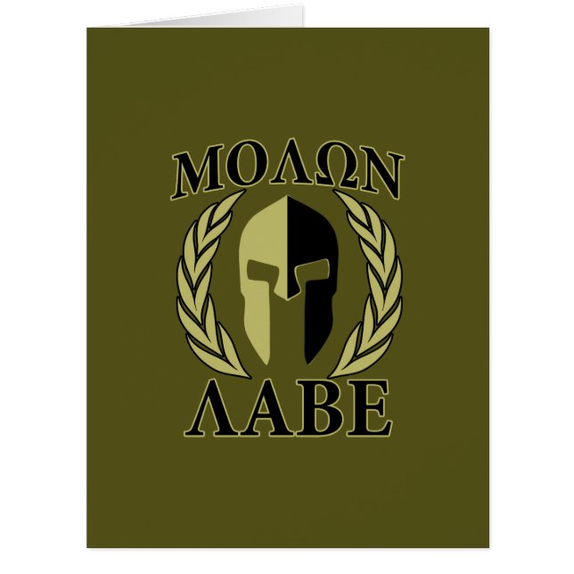 Molon Labe Spartan Helmet Laurels Olive Green (Front)