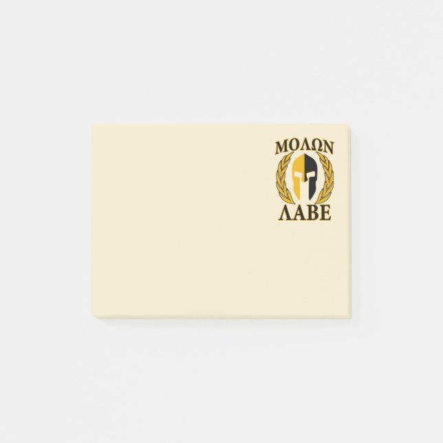 Molon Labe Spartan Helmet Laurels Warm Beige Post-it Notes (Front)