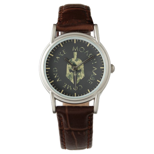 Molon Labe Spartan Helmet Military Camo Women's Watch (Front)