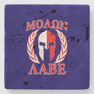 Molon Labe Spartan Helmet Warrior Laurels Graphic Stone Coaster