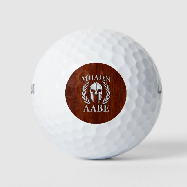 Molon Labe Spartan in Chrome Mahogany Style Golf Balls (Front)