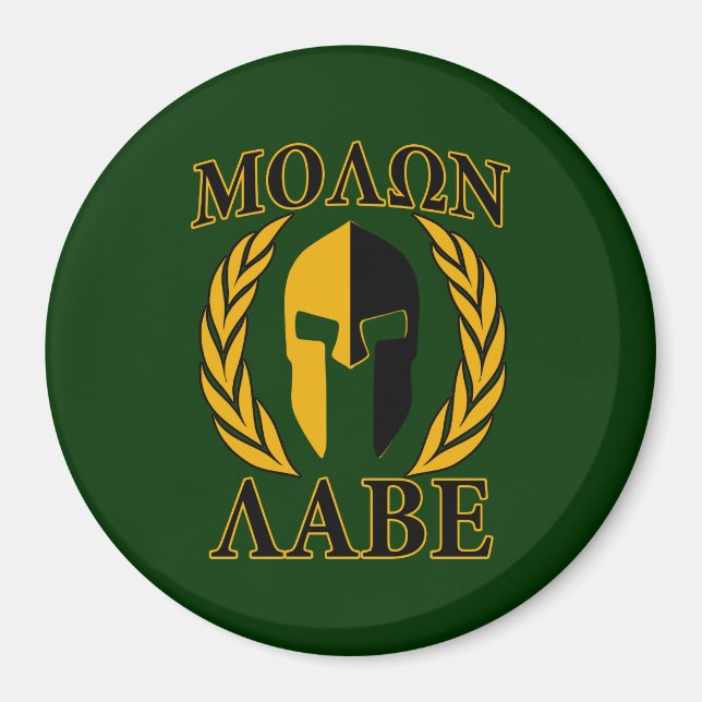 Molon Labe Spartan Laurels Forest Green Decor Magnet (Front)