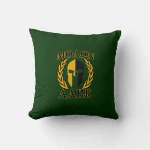 Molon Labe Spartan Laurels on Forest Green Cushion