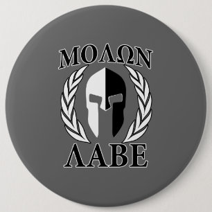 Molon Labe Spartan Mask Armour Laurels Monochrome 6 Cm Round Badge