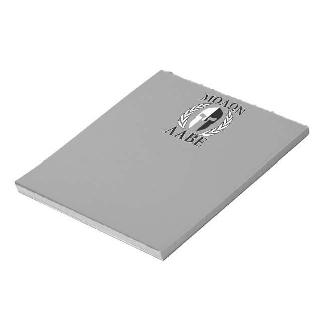 Molon Labe Spartan Mask Armour Laurels Monochrome Notepad (Rotated)