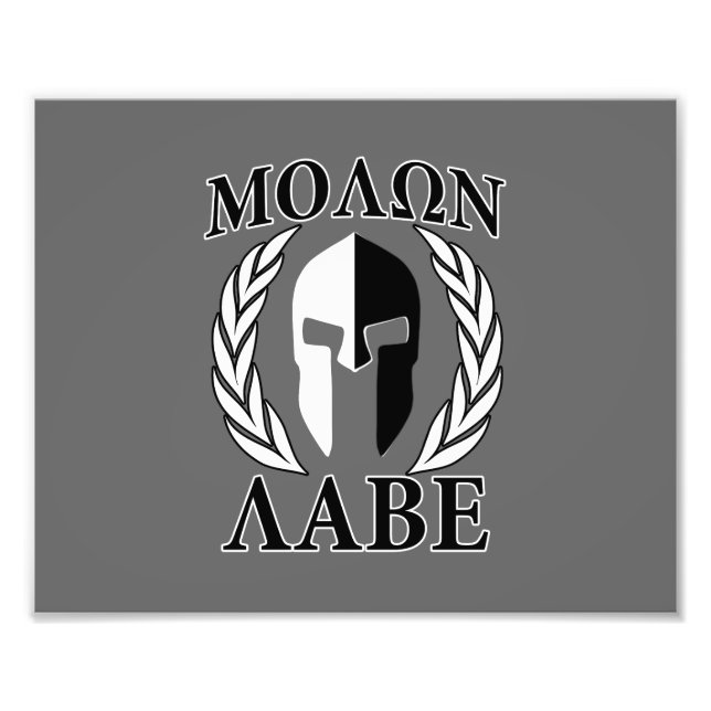 Molon Labe Spartan Mask Armour Laurels Monochrome Photo Print (Front)