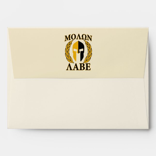 Molon Labe Spartan Mask Laurels Beige Accent Envelope (Back (Top Flap))