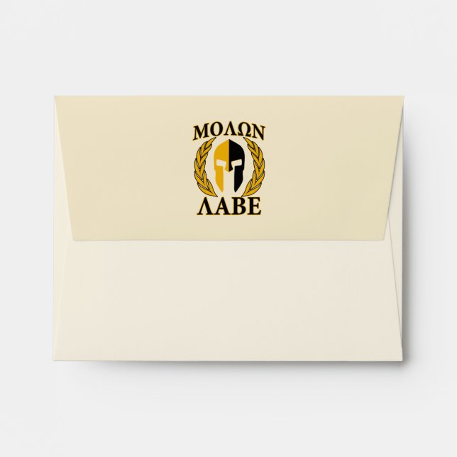 Molon Labe Spartan Mask Laurels Beige Accent Envelope (Back (Top Flap))