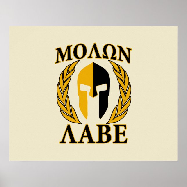 Molon Labe Spartan Mask Laurels Beige Accent Poster (Front)
