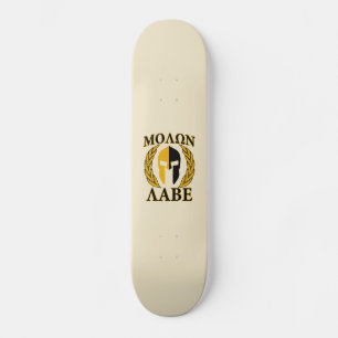 Molon Labe Spartan Mask Laurels Beige Accent Skateboard