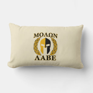 Molon Labe Spartan Mask Laurels Beige Decor Lumbar Cushion