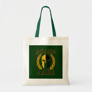 Molon Labe Spartan Mask Laurels Gold Tote Bag
