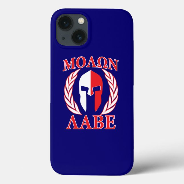 Molon Labe Spartan Mask Laurels Navy Blue Case-Mate iPhone Case (Back)