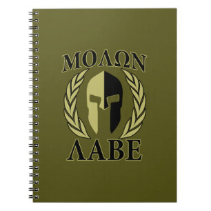Molon Labe Spartan Mask Laurels Olive Green Notebook